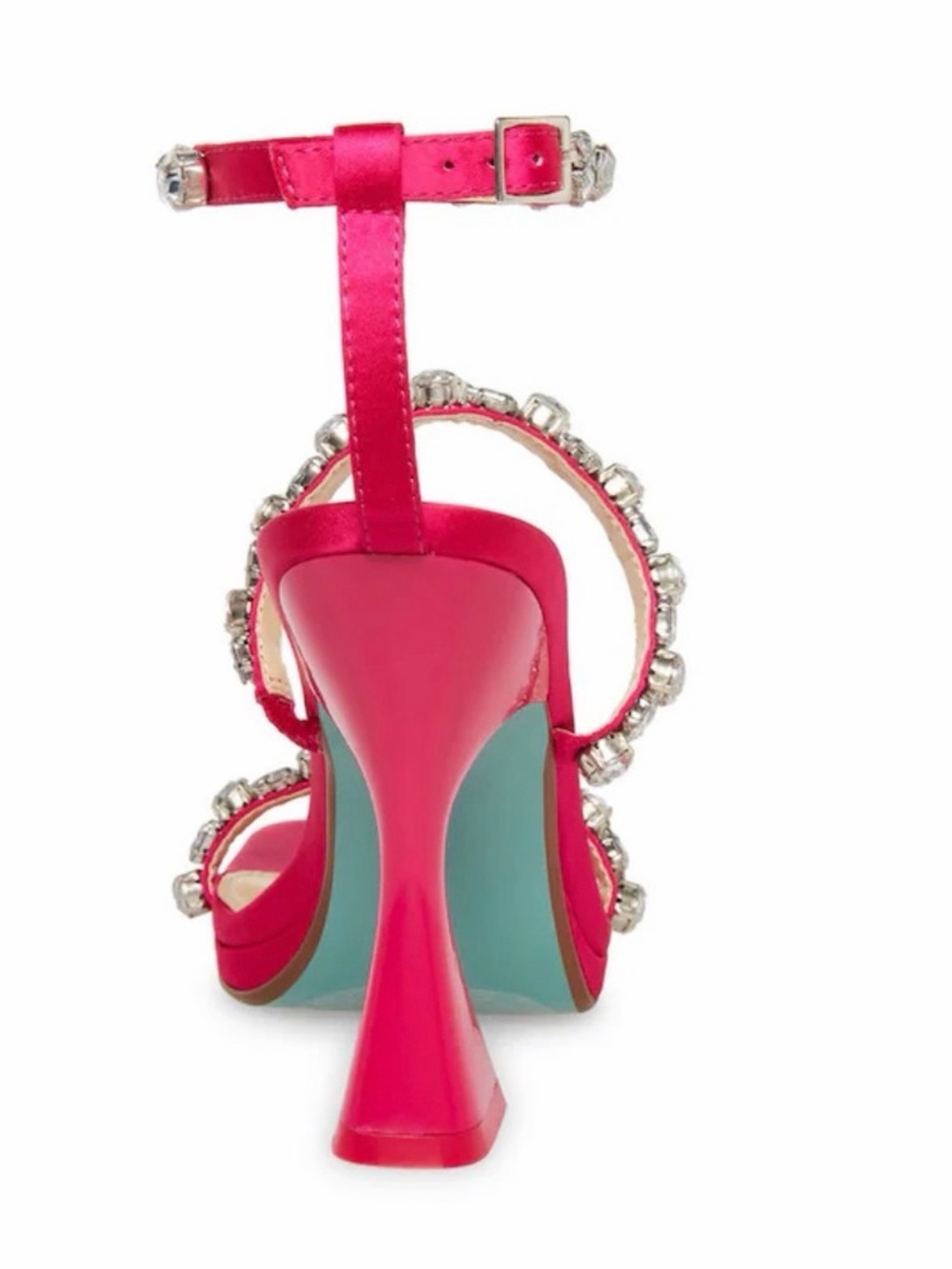 Betsey Johnson Fuchsia Rhinestone Strap High Heels Size 7 M - Picture 3 of 5